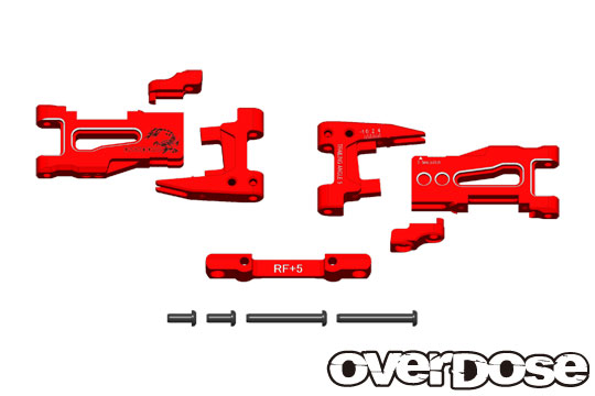 OVERDOSE OD1938 Adjustable al. rear susp. arm (trail. ang. 5 °) For XEX/Red