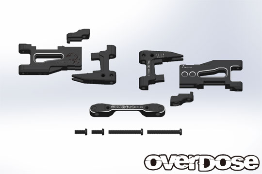 OD2137 Adjustable al. rear susp. arm (trail. ang. 5 °, For Drift Package/Black)