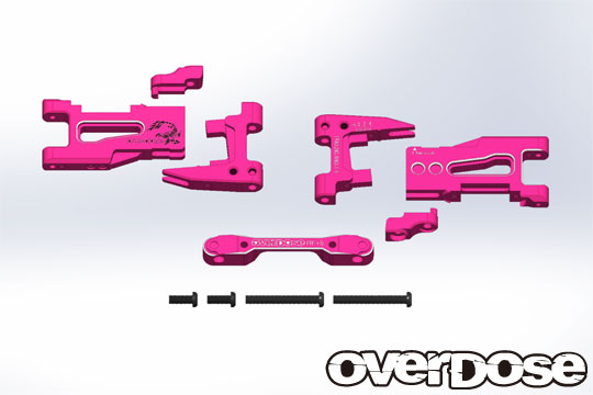 OD2136 Adjustable al. rear susp. arm (trail. ang. 5 °, For Drift Package/Pink)