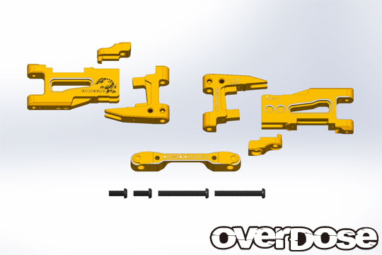 OD2134 Adjustable al. rear susp. arm (trail. ang. 5 °, For Drift Package/Gold)
