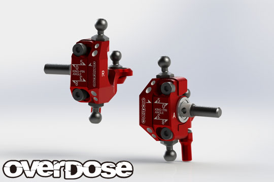 OVERDOSE OD2438b  Adjustable Aluminum Knuckle Set Type-2 (For RWD / Red)