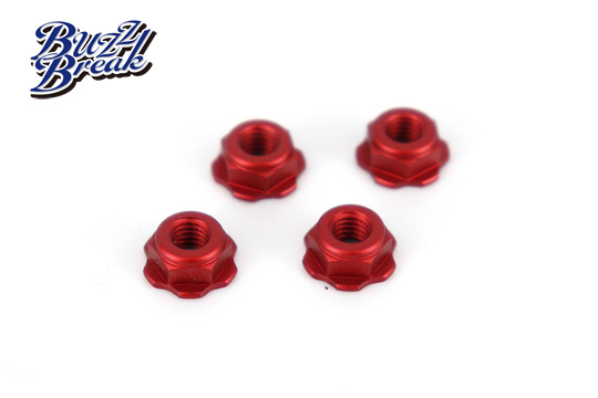 BB-LN-012  BuzzBreak BB LOCK NUT (Low height serrated type/Red/4pcs)