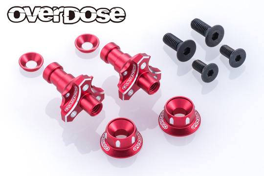 OVERDOSE OD3984  Aluminum One Piece Axle Shaft Type-2 (For OD/RWD Front/5mm/Red)