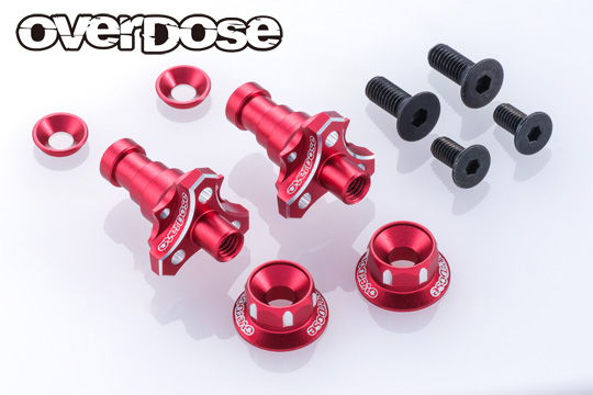 OVERDOSE OD3987  Aluminum One Piece Axle Shaft Type-2 (For OD/RWD Front/7mm/Red)