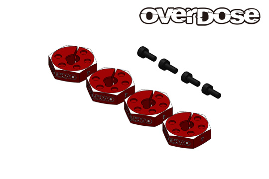 OVERDOSE OD3968  Aluminum Wheel Hub Set (4mm/Red/4pcs)