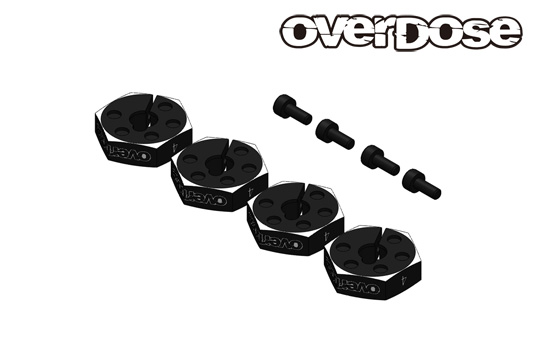 OVERDOSE OD3969  Aluminum Wheel Hub Set (4mm/Black/4pcs)