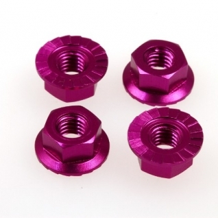 Hiro Seiko 4mm Alloy Serrated Wheel Nut (Purple-4pcs)