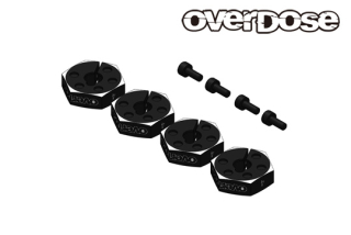 OVERDOSE OD3969 Aluminum Wheel Hub Set (4mm/Black/4pcs)